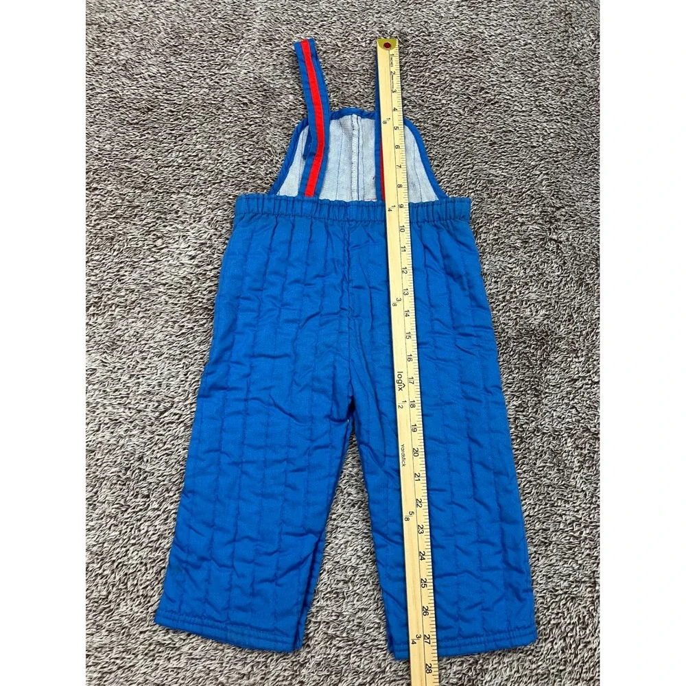Vintage Cute Togs of New Orleans Quilted Train Overalls Blue 24M Made in USA